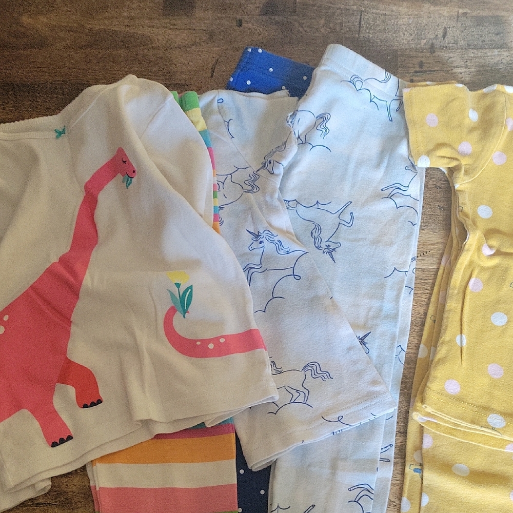 Carter's Pink Dinosaur and Yellow Polka Dot Pajama Set